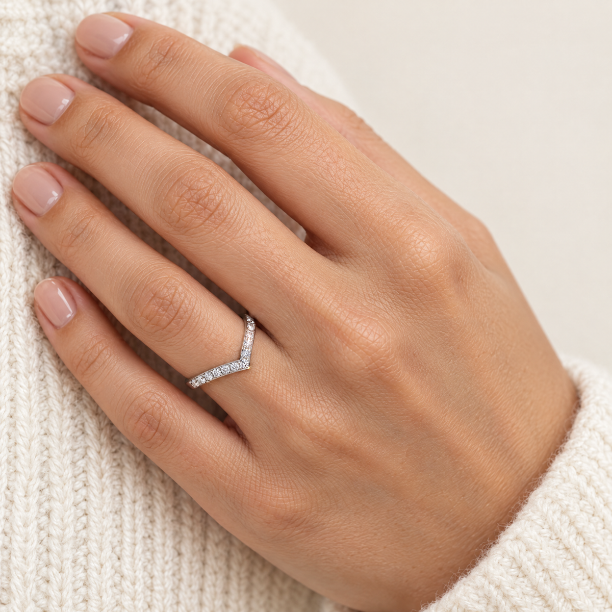 Chevron Pavé Band, worn