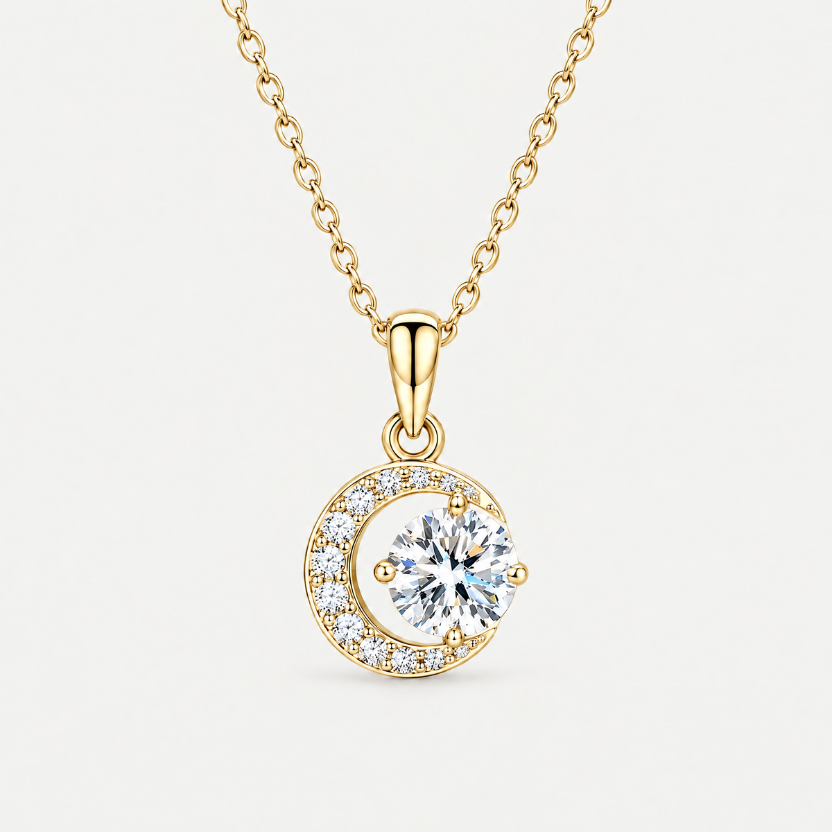 Crescent Moon Pendant Necklace in gold