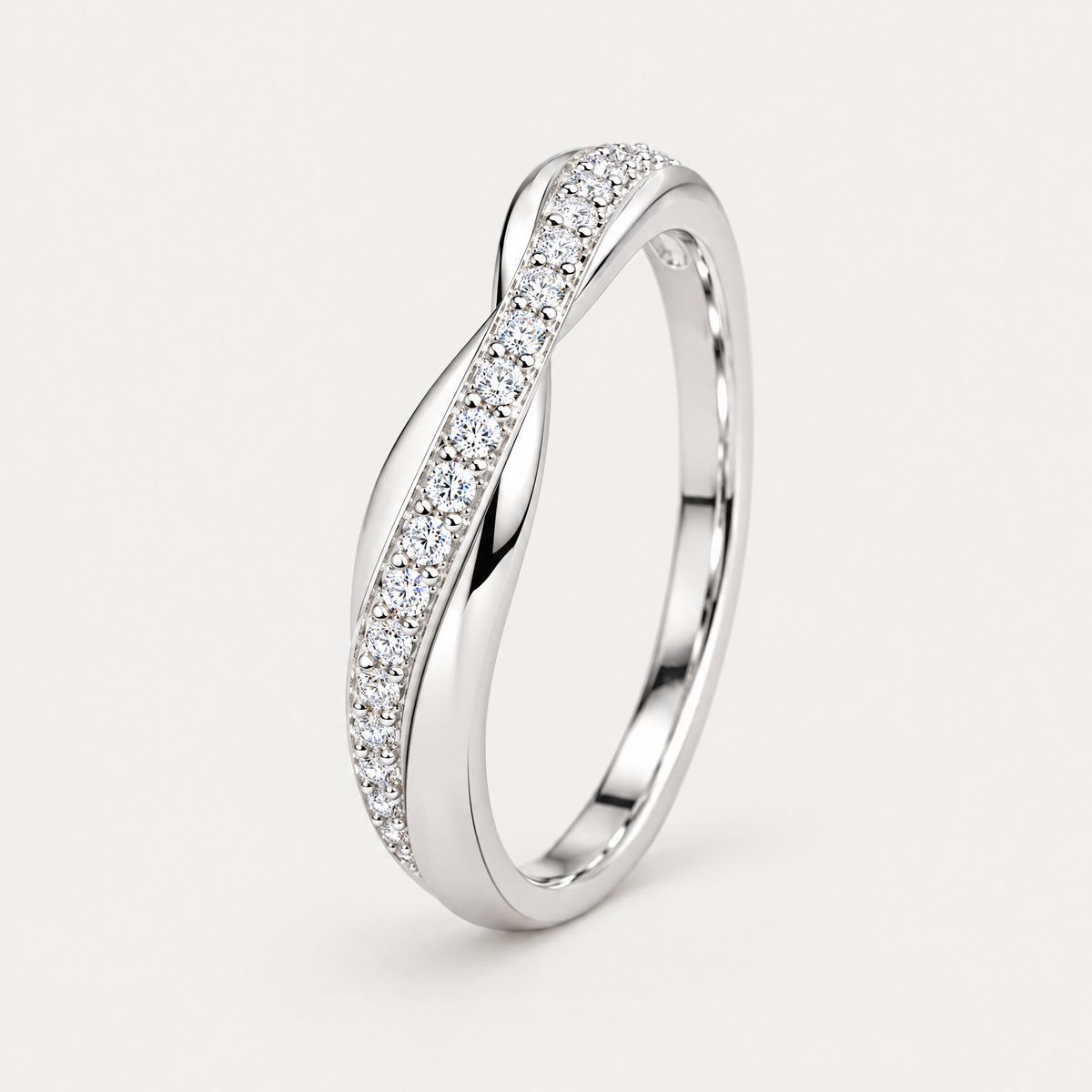 Crossover Pavé Band in sterling silver
