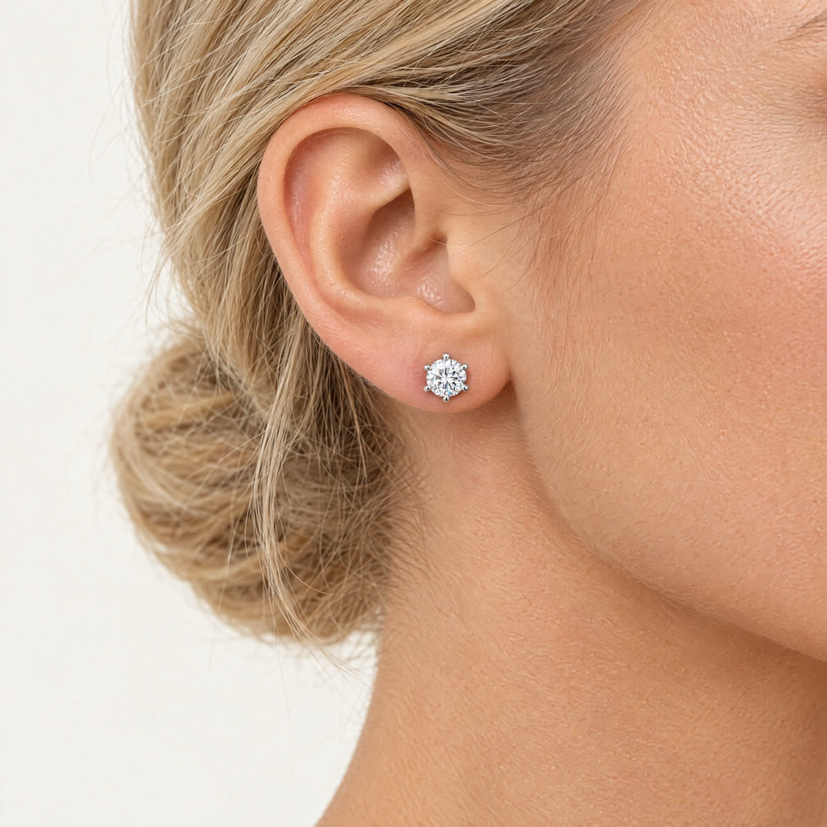 Crown Stud Earring, worn