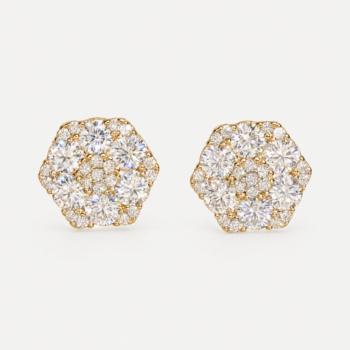 Flower Cluster Stud Earrings in 18K gold plating