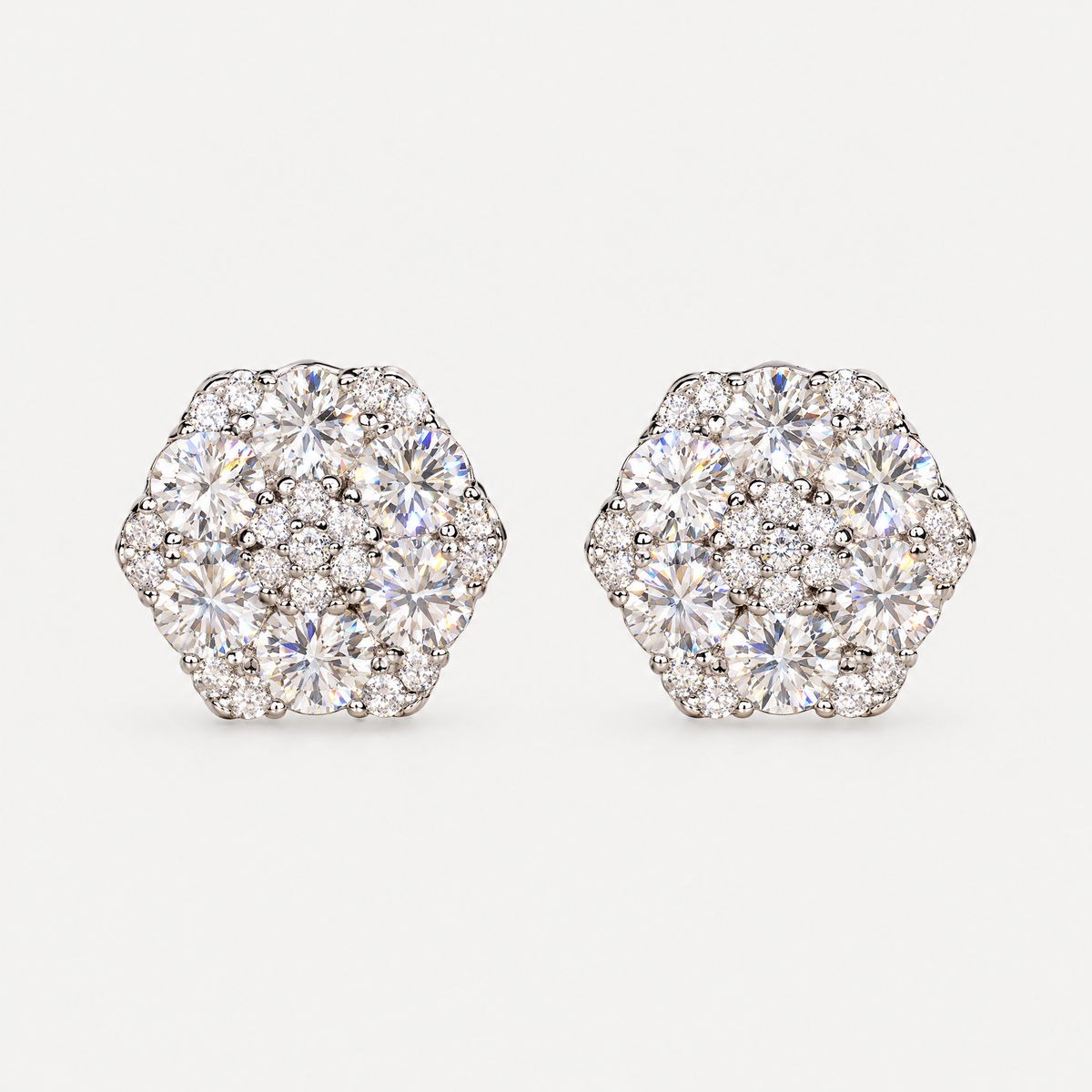 Flower Cluster Stud Earrings in sterling silver