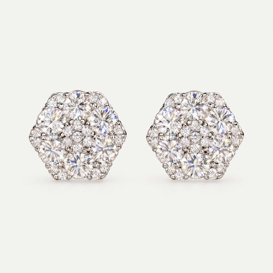 Flower Cluster Stud Earrings in sterling silver