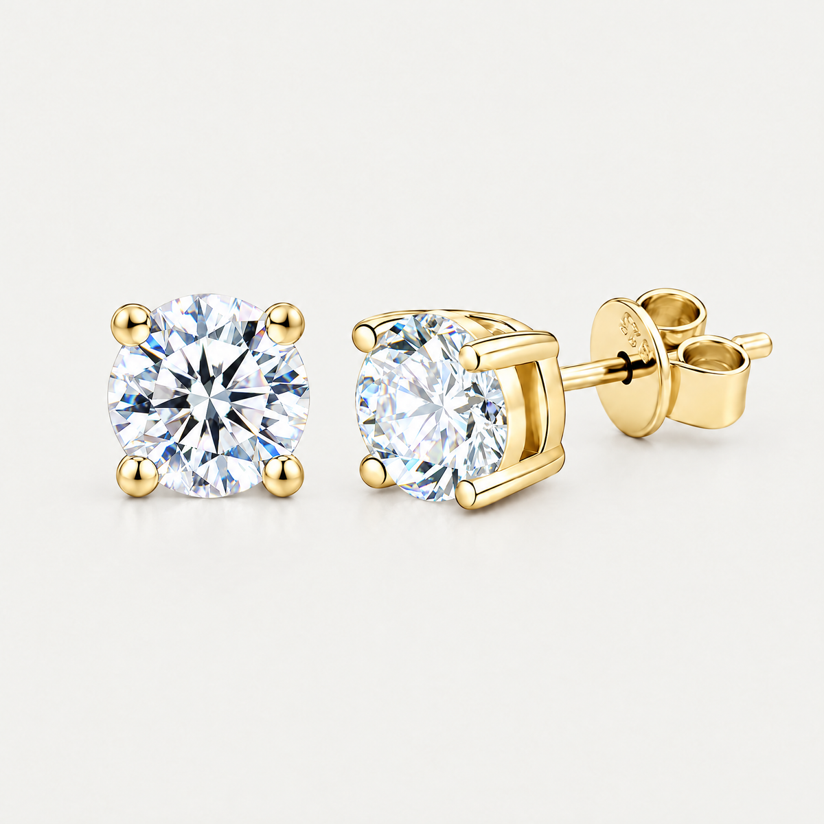 Four-Prong Stud Earrings in gold