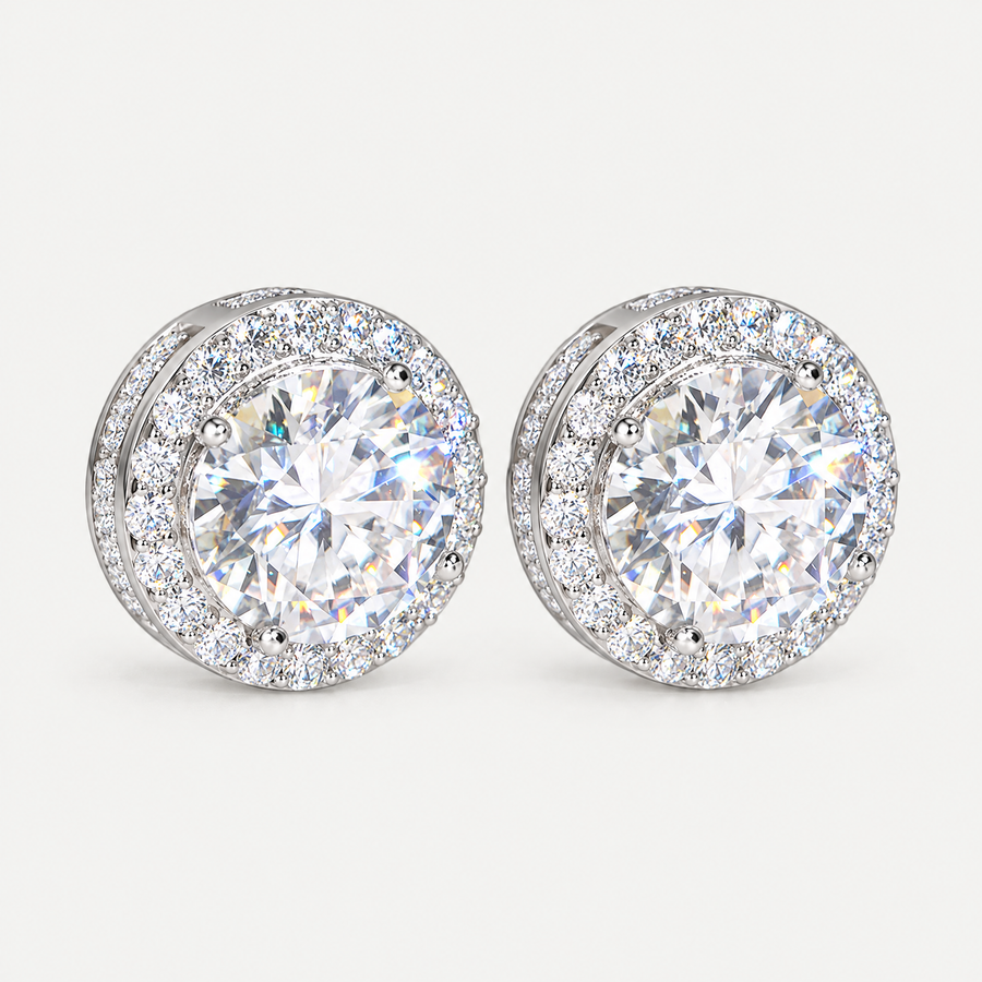 Halo Stud Earrings in sterling silver