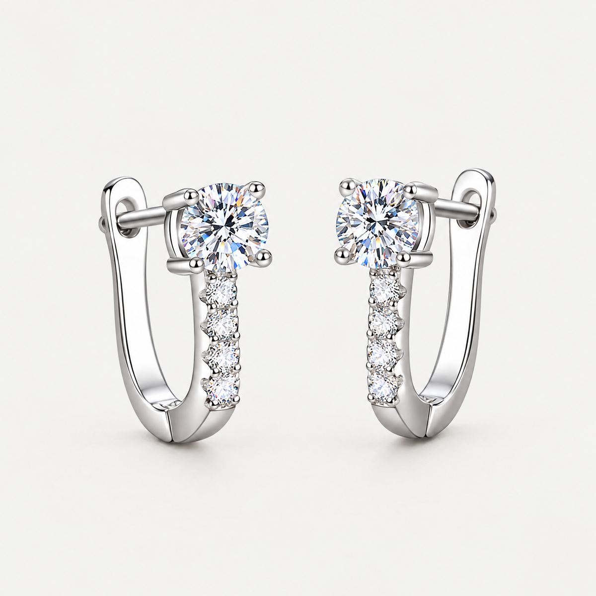 Pavé U Huggie Earrings