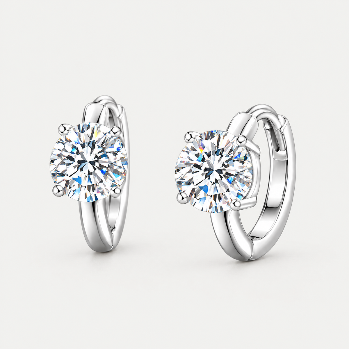 Solitaire Huggie Hoop Earrings