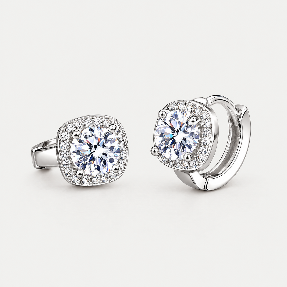Square Halo Huggie Hoop Earrings