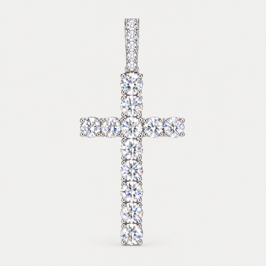Iced Cross Pendant in sterling silver