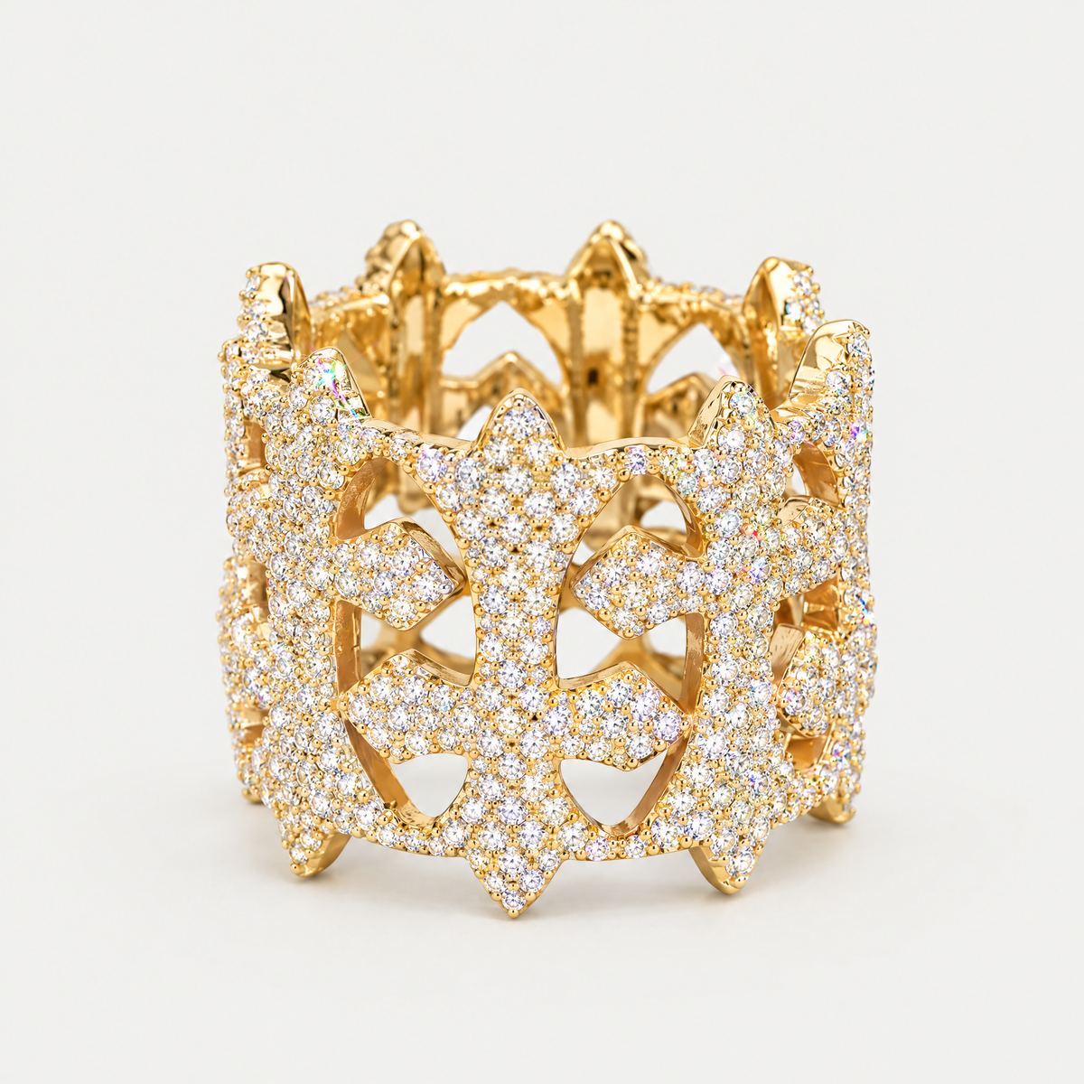 Iced Cross Ring in 18K gold plating