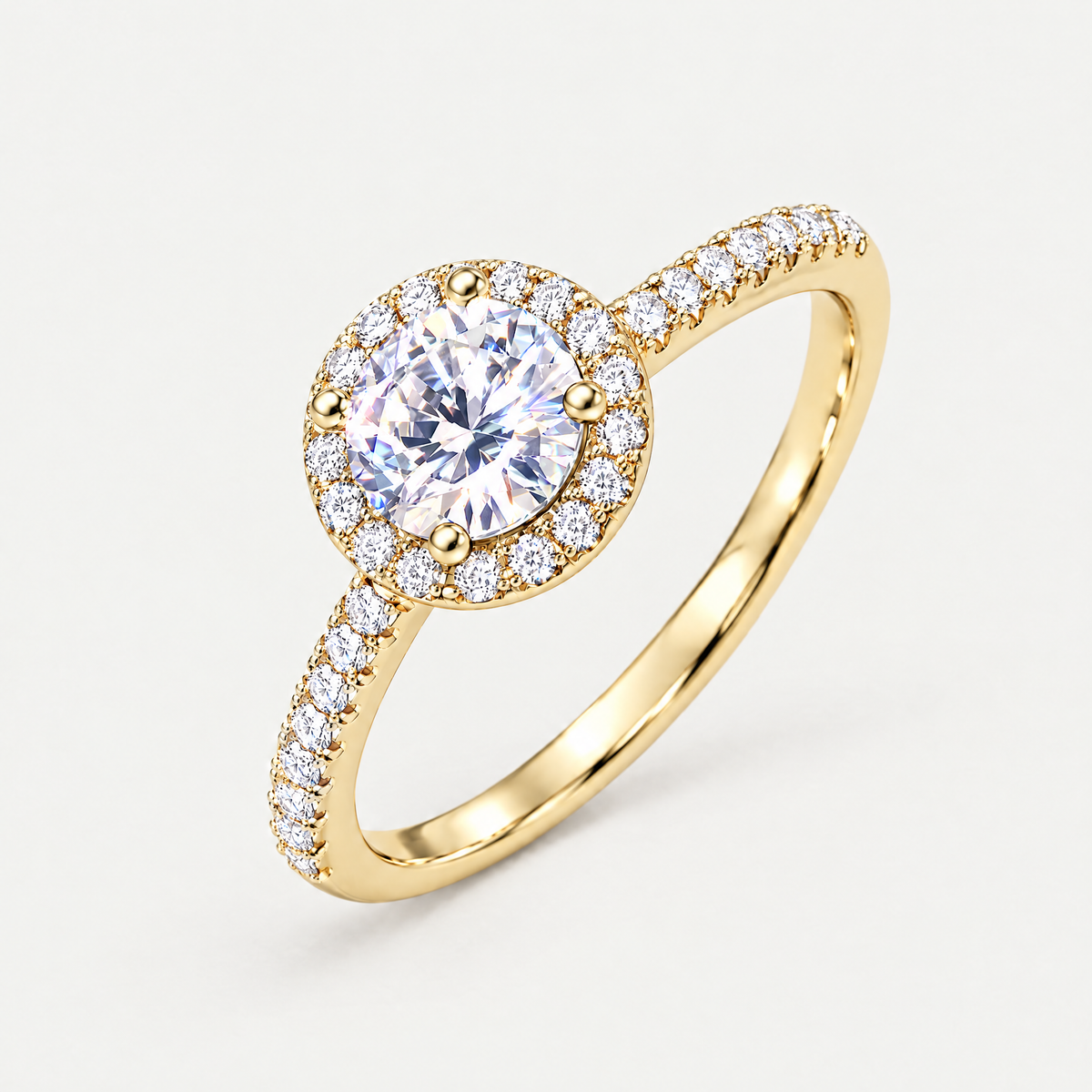 Round Halo Ring in gold