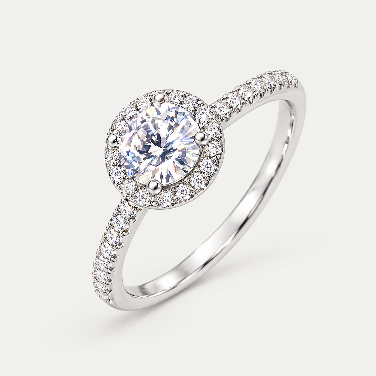 Round Halo Ring in sterling silver