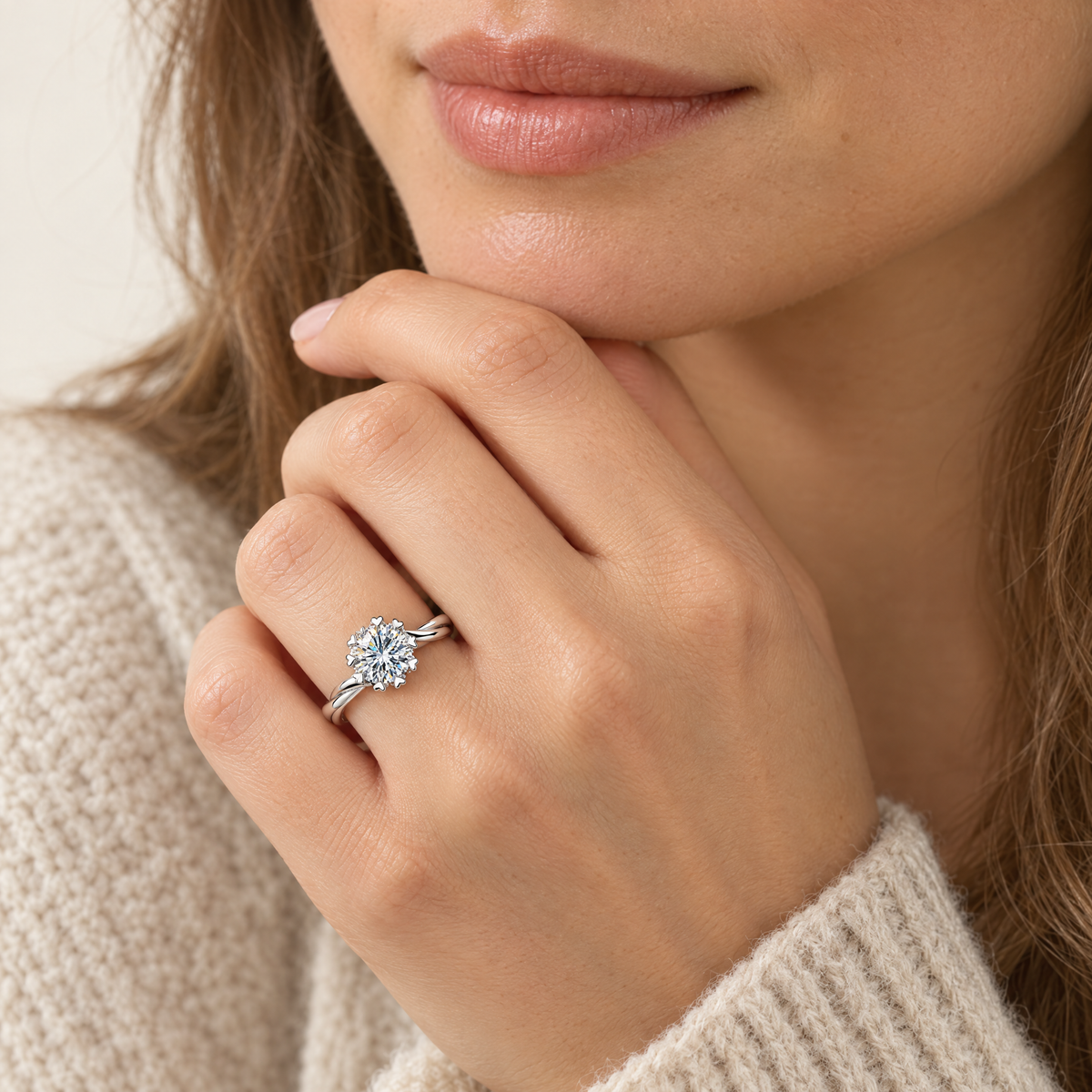 Snowflake Ring, worn