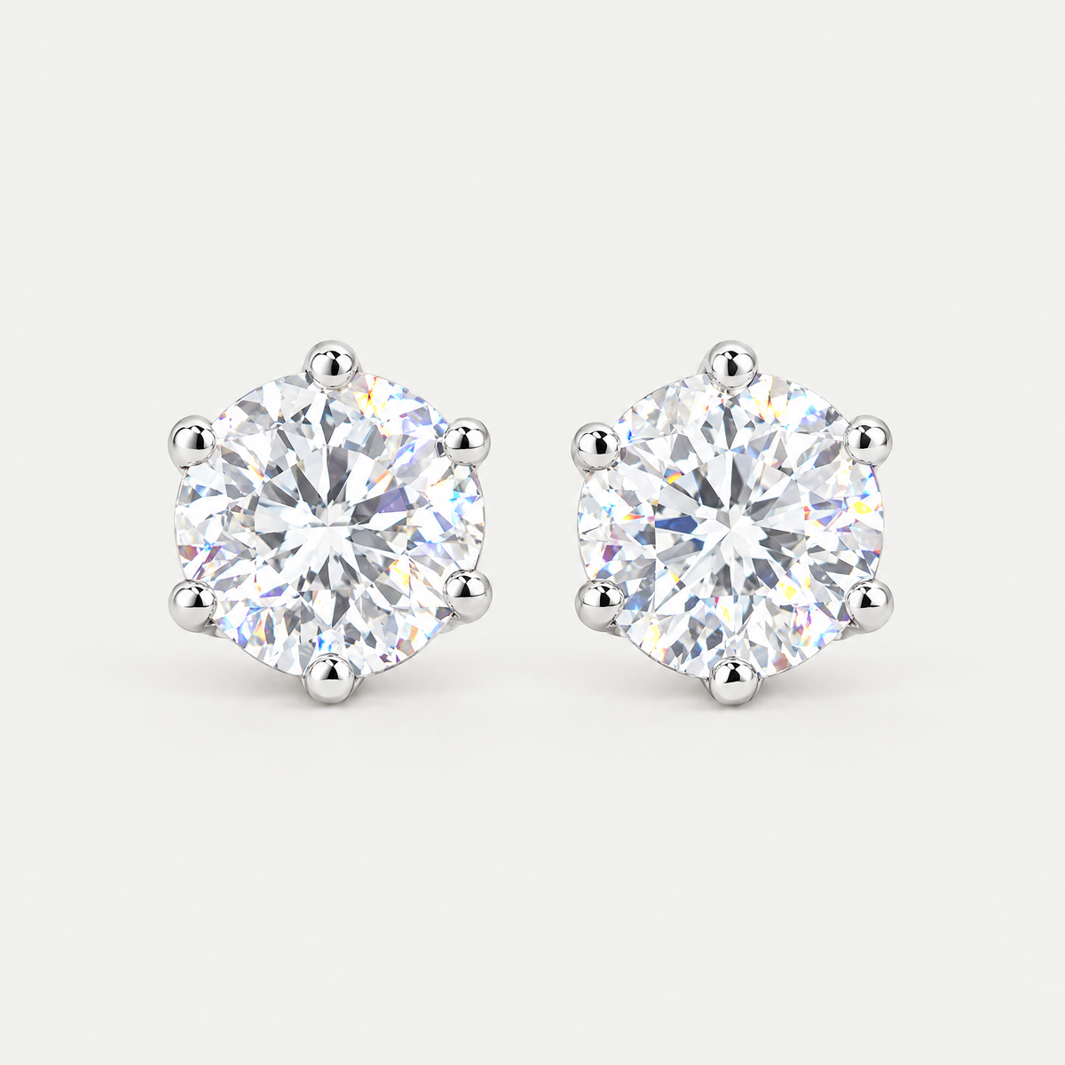 Solitaire Stud Earrings in sterling silver