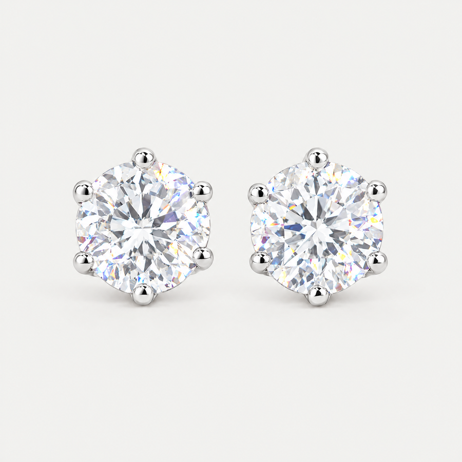 Solitaire Stud Earrings in sterling silver
