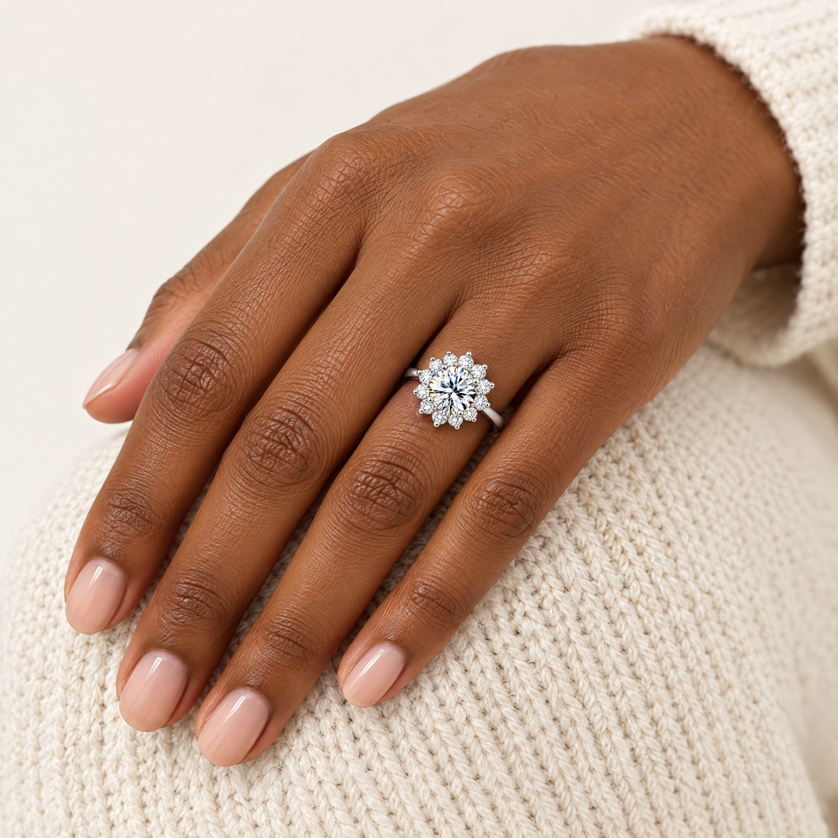 Sunflower Ring, worn