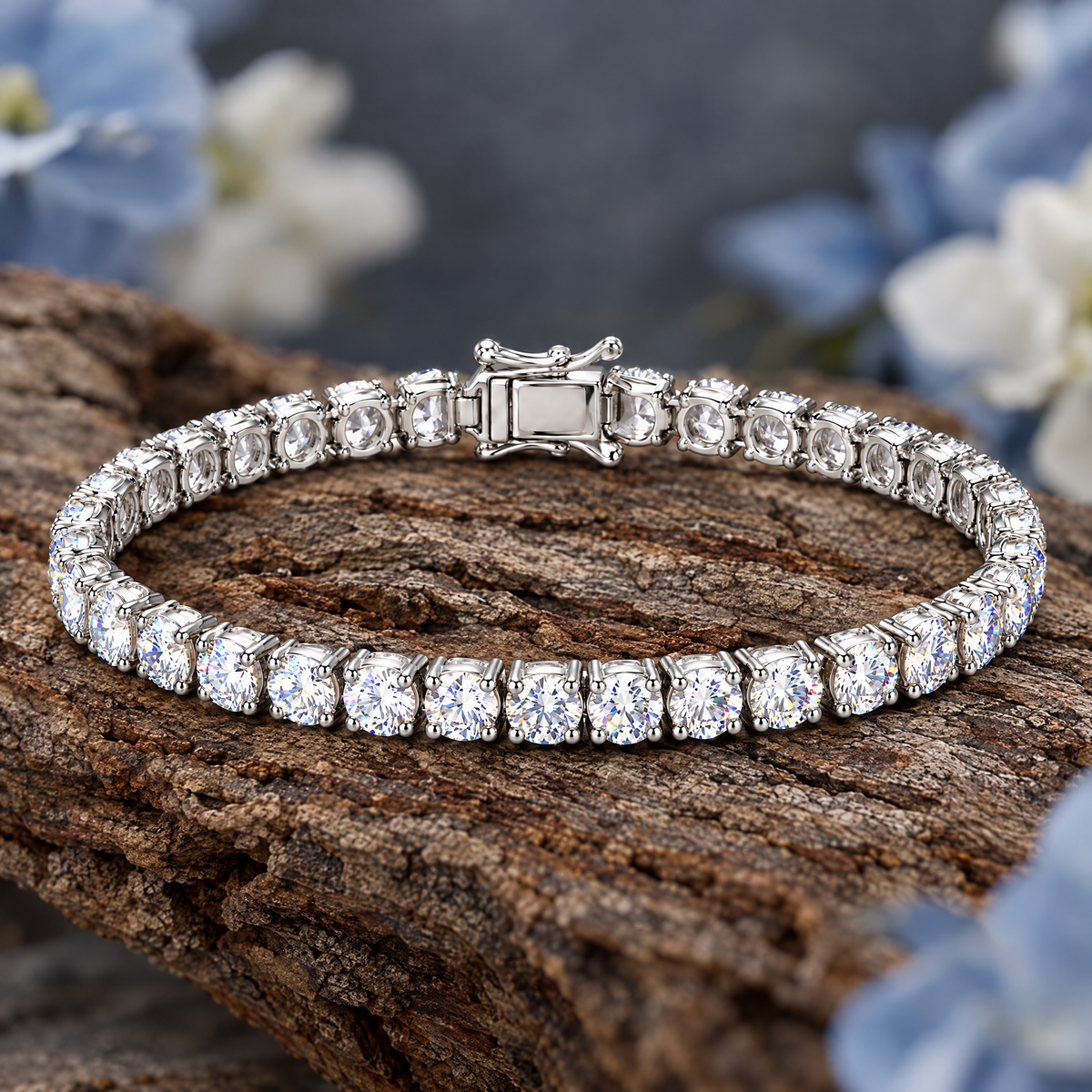 Tennis Bracelet on weathered bark