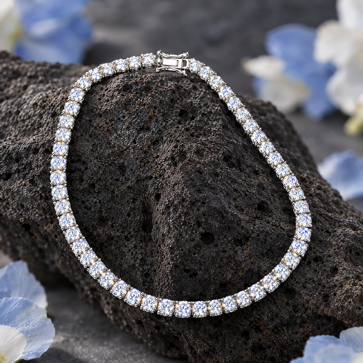 Tennis Chain on dark volcanic rock