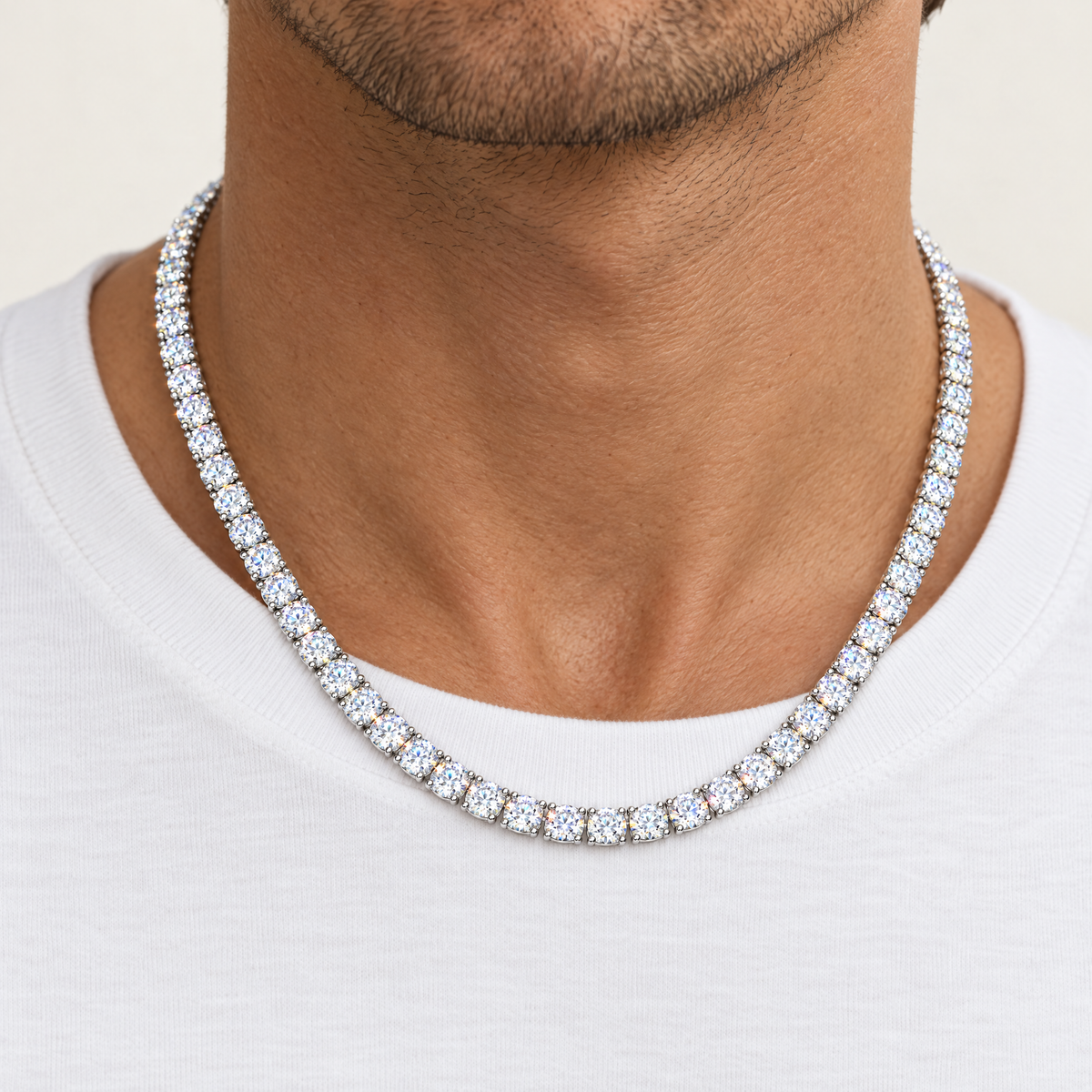 Tennis Chain in sterling silver, worn