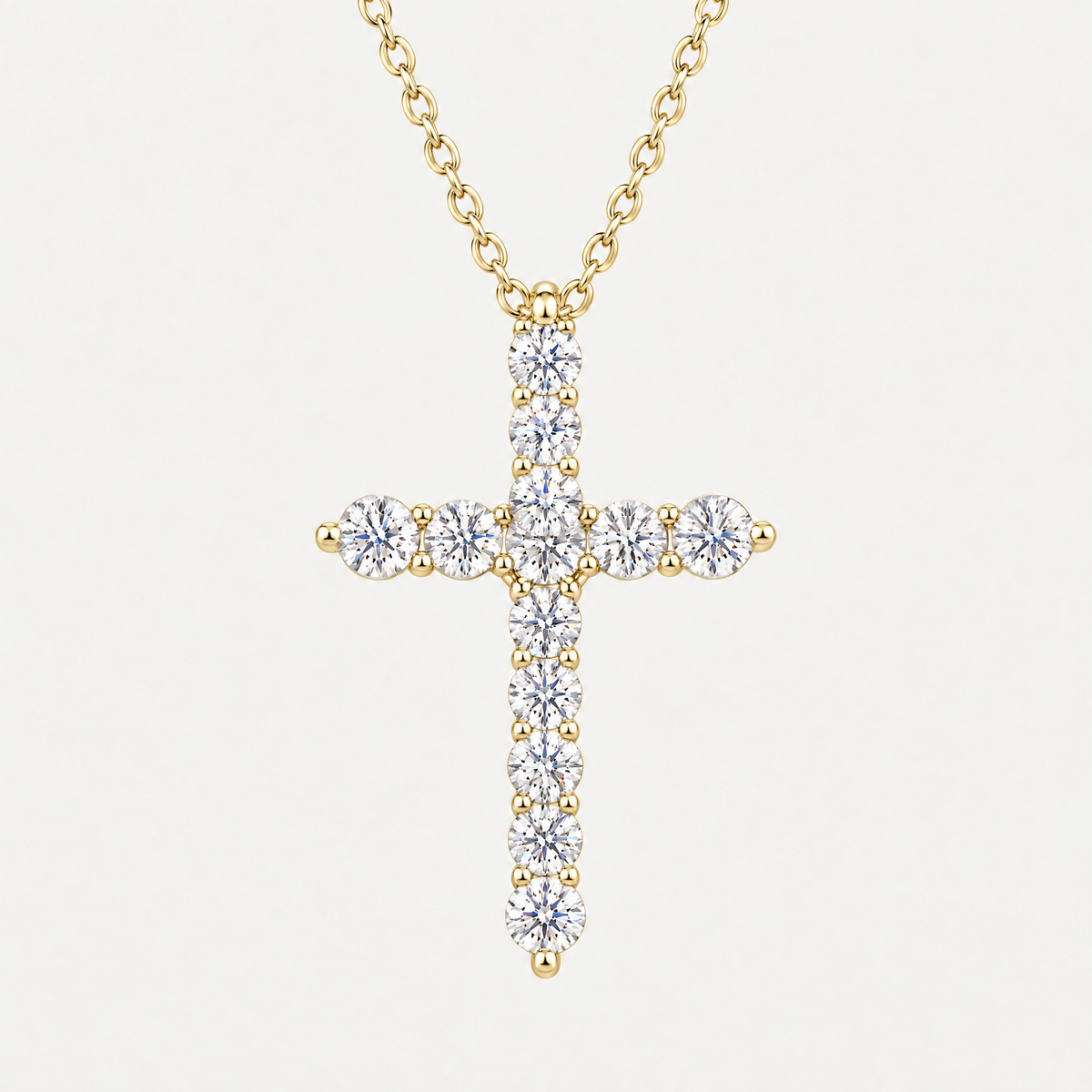 Tennis Cross Necklace in gold