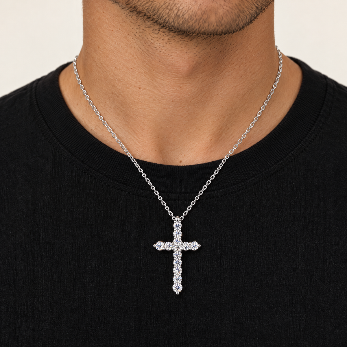 Tennis Cross Necklace, worn
