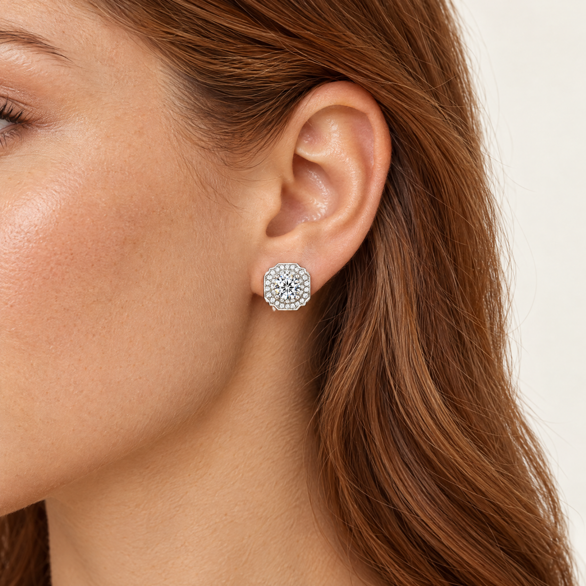 Vintage Halo Stud Earring, worn