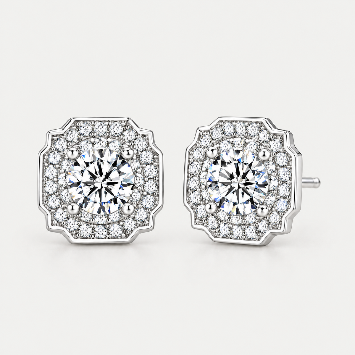 Vintage Halo Stud Earrings in sterling silver
